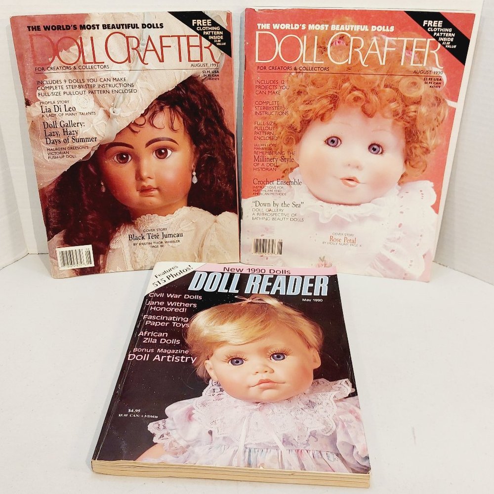 2 Vtg Doll Crafter & 1 Doll Reader Magazine 1990/91